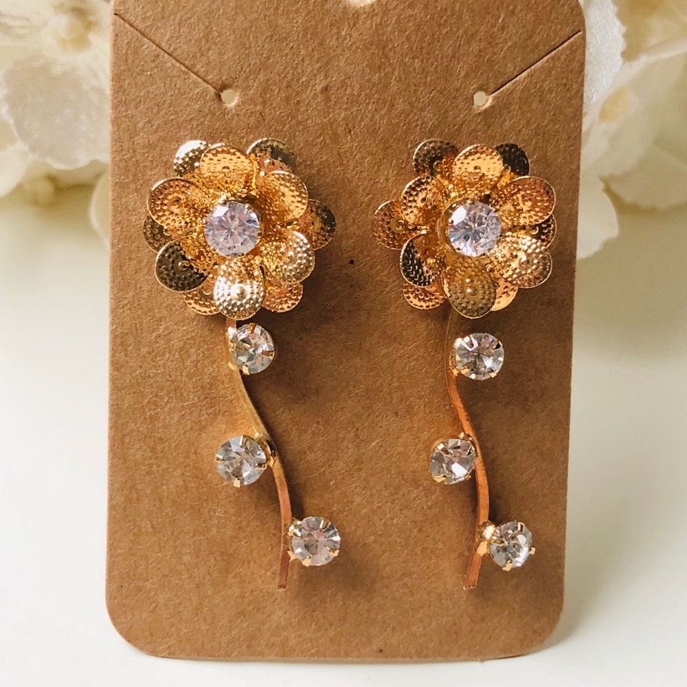 18k gold plated flower earrings